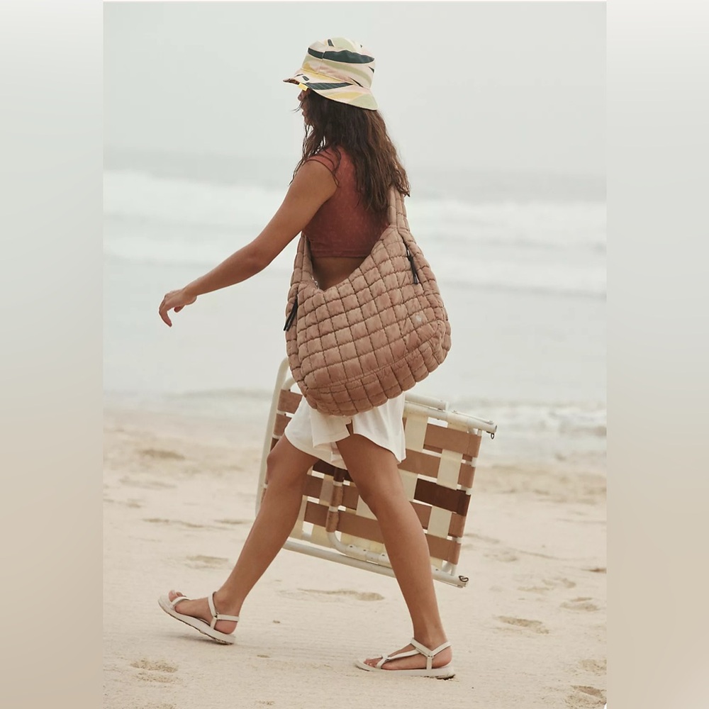 FREE PEOPLE QUILTED CARRY ALL TOTE DESERT SAND NWT